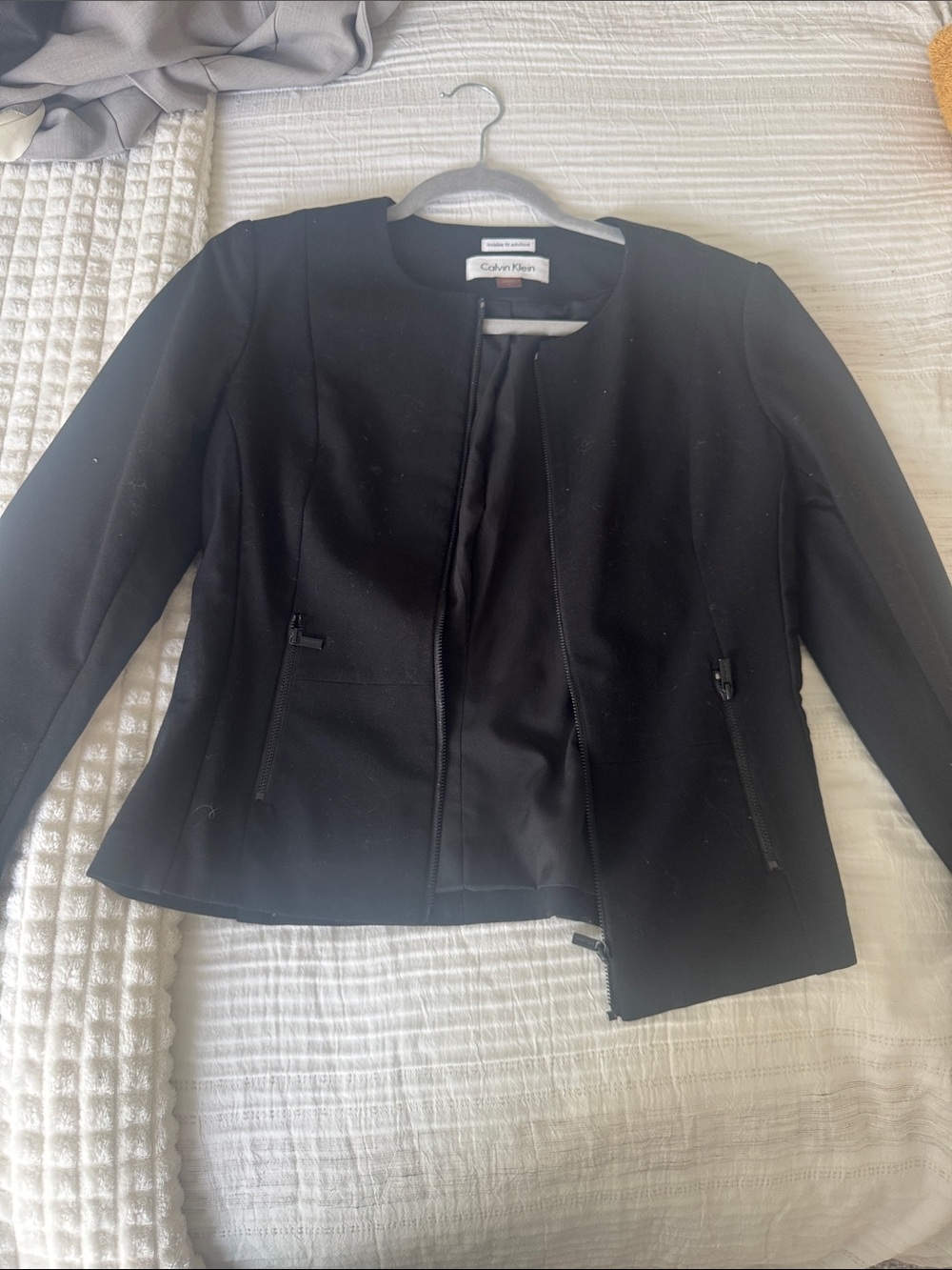 Calvin Klein zippered black blazer